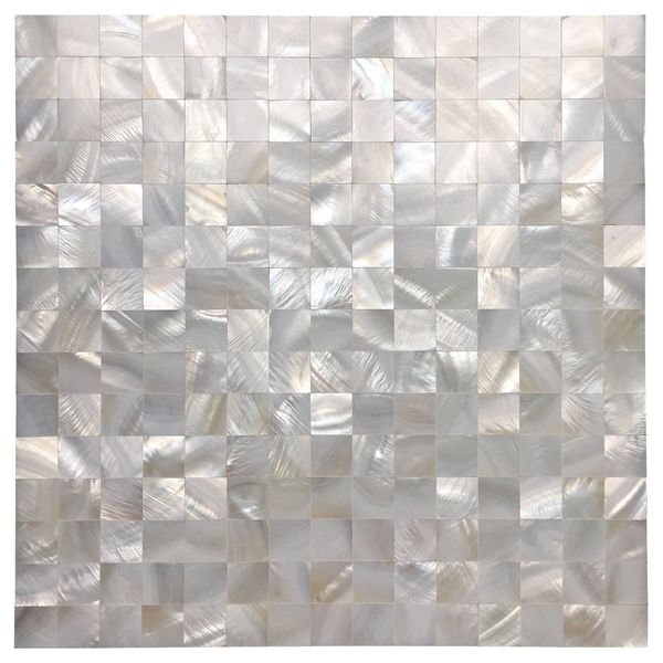 

art3d 30x30cm 3d wall stickers white seamless mother of pearl tile shell mosaic for bathroom/kitchen backsplashes(6-piece)