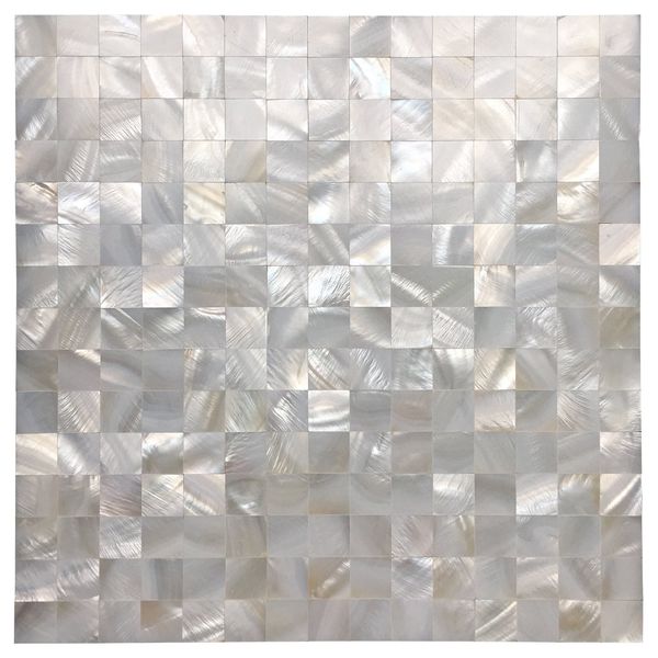 Art3d 30x30cm Adesivi murali 3D Bianco Senza Cuciture Madreperla Piastrelle Mosaico Conchiglia per Bagno/Cucina Backsplash (6 Pezzi)