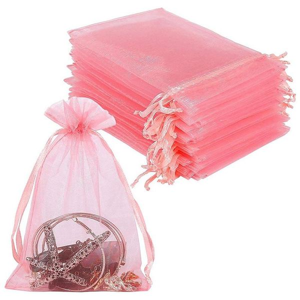 

gift wrap pink organza bags mesh wedding favour with drawstring for jewelry makeup candy christmas festival packing