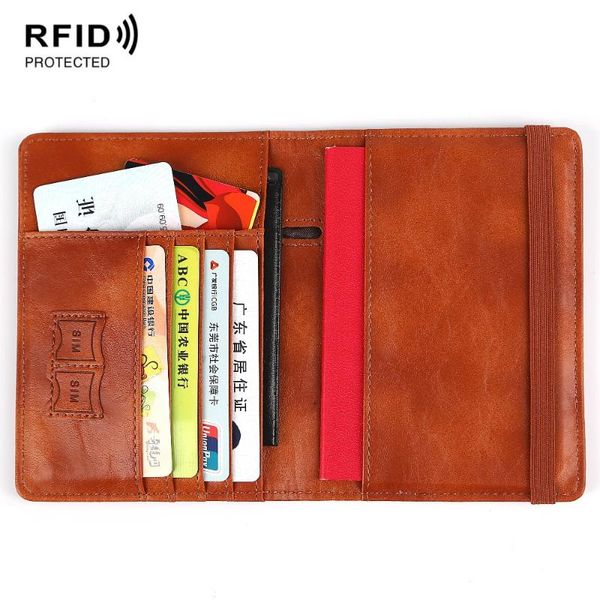

card holders holder purse multi-function bag cover passport rfid protector wallet business brown, Brown;gray