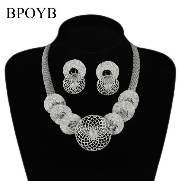 

earrings & necklace bpoyb fashion silver color big eye catching dubai african style women luxury jewelry set high quality