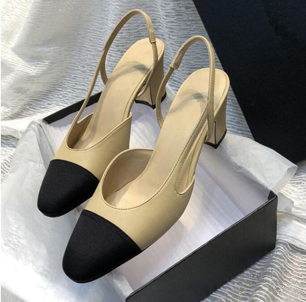 

sandals classics brand women designer square heel 6cm high nude black letter flat woman wedding shoes
