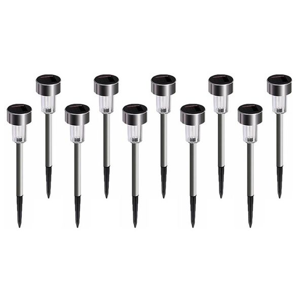 

party decoration 10pcs solar pathway lights, led landscape lighting waterproof stainless steel garden lights stake lights,white