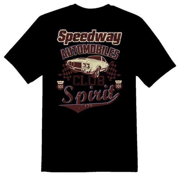 

speedway automobiles club 466 black or white tee shirt, White;black