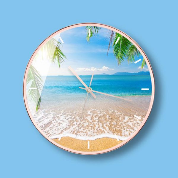 

wall clocks 3d clock sea and sunset series hd modern design metal silent movement large size home decoration