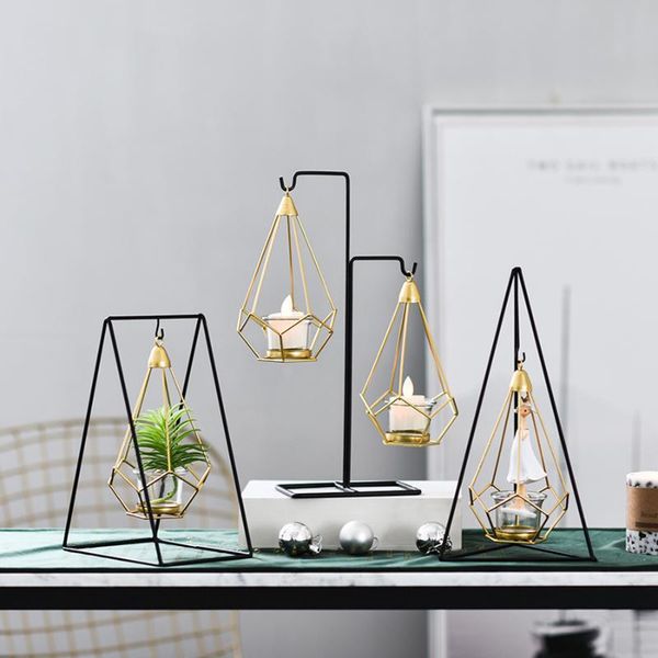 

nordic style iron candlestick geometric table decoration decoracion hogar moderno hanging candle holder dd50zt holders
