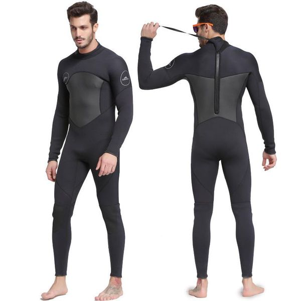 

swim wear extra large plus size 3xl one-piece close body wetsuit 3mm neoprene men's full long suit keep warm jumpsuit diving scuba surf