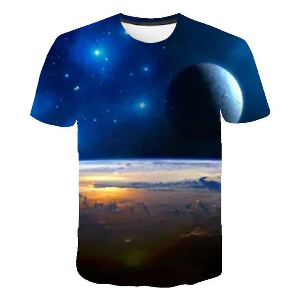 

men's t-shirts summer style short-sleeved personality cool universe starry sky 3d printing round neck fashion oversized pullover, White;black