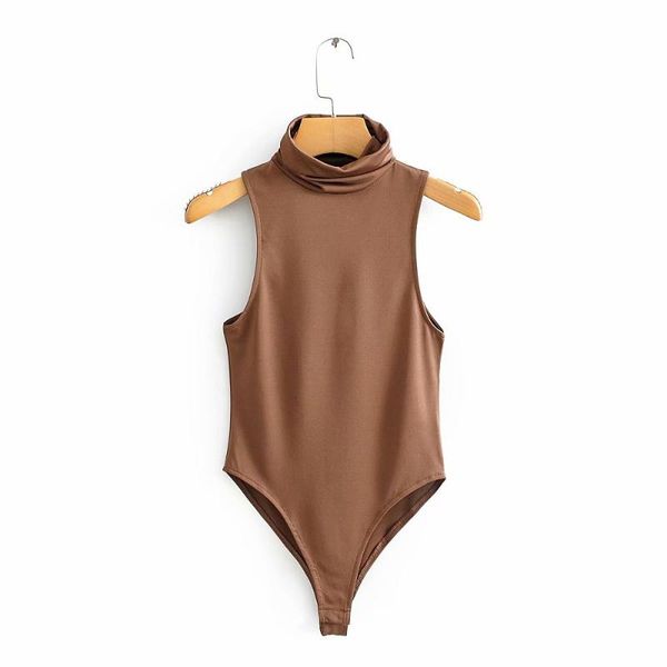 

women's jumpsuits & rompers brown bodysuits 2021 women fashion o-neck casua eleagnt ladies outwear chic 2 colors, Black;white