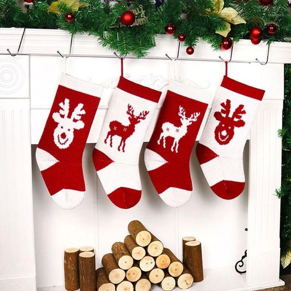 

christmas decorations 1pcs multi-styles large year gifts knitted pashmina xmas socks decoration gift holder candy bag