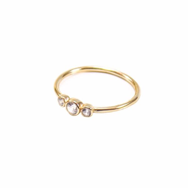 

wedding rings est simple design 3 cubic zirconia stone line ring minimal delicate dainty tiny clear cz thin for women engagement, Slivery;golden