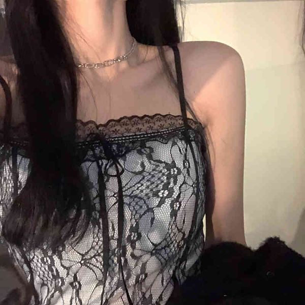 

tanks black camis women casual korean style sleeveless y2k crop female elegant party lace tanks slim spaghetti strap shirts, White