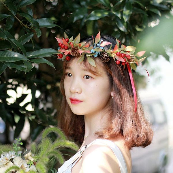 

hair clips & barrettes faux rose rattan flower crown hairband floral garland headband wedding beach decorate po props women girl accessories, Golden;silver