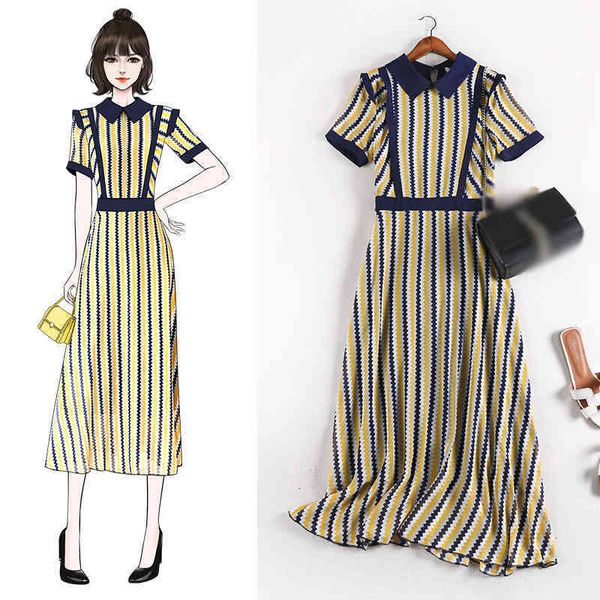 

casual dresses dresses 4xl 5xl summer striped color block short sleeve chiffon dress women cute sweet plus size midi 4cpz, Black;gray