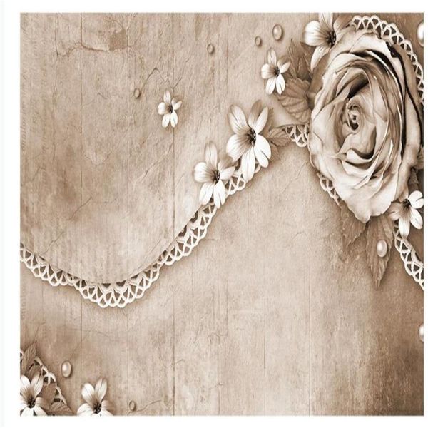 

wallpapers custom 3d stereo retro rose murals wallpaper for living room