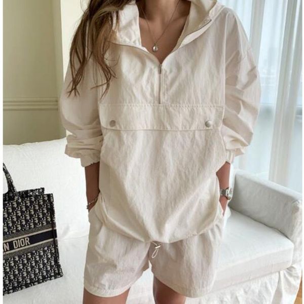 

women's tracksuits summer tracksuit women 2021 short pants 2 pieces set suit long sleeve hoodies solid elastic waist shorts casual swea, Gray