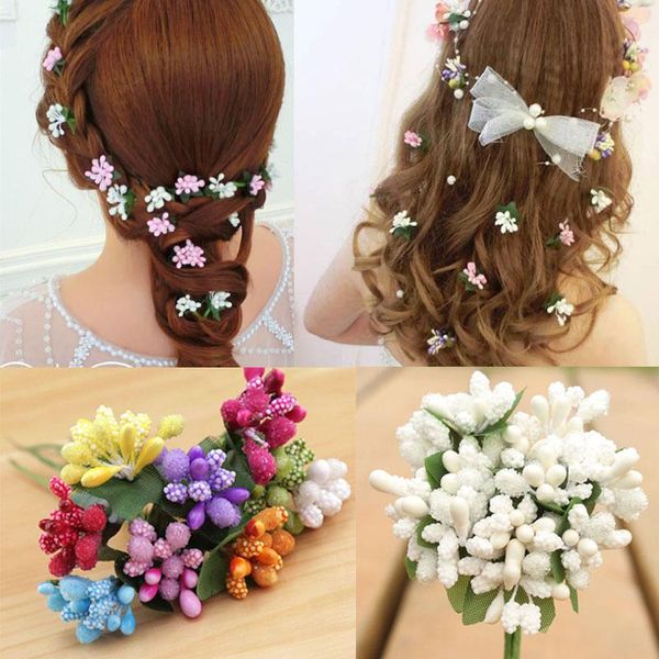 

12pcs fake flower stamen handmake artificial bouquet wedding box decoration diy wreath gift scrapbooking craft decorative flowers & wreaths