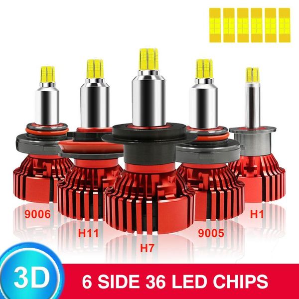 

car headlights six-side illuminate h7 led h1 h11 9005 9006 9012 headlight bulb kit cree chip 12v 6500k auto lamp accessories