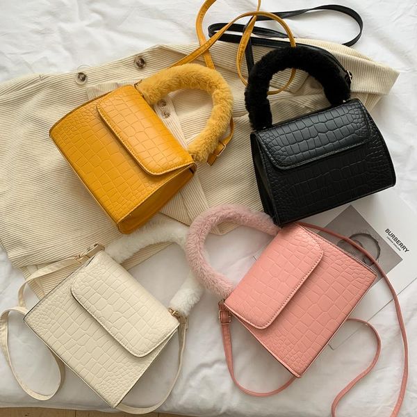 

evening bags fashion style portable bag 2021 spring and summer hairy women's tote versatile shoulder messenger small square