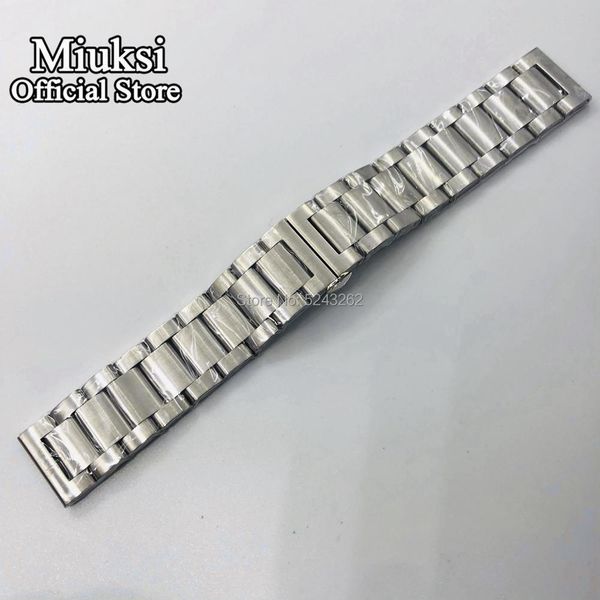 

22mm solid 316l stainless steel strap butterfly buckle steel strip bracelet mens watchbands, Black;brown