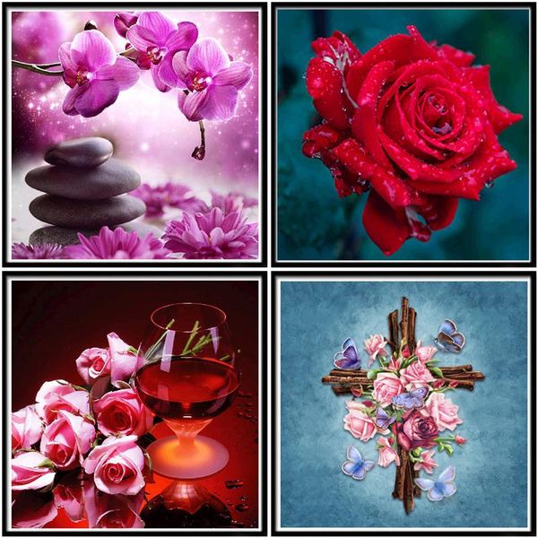 

diamond painting flowers embroidery rose cross stitch diy 5d full square round drill rhinestones mosaic home decor gift