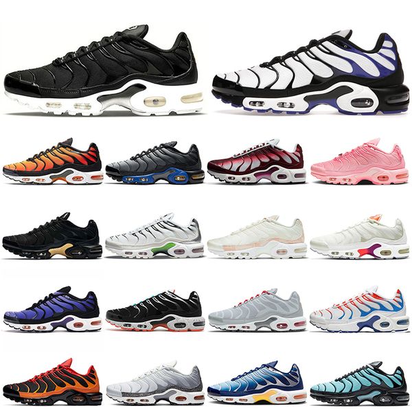 

tn plus running shoes mens leather black white off sunset neon green hyper pastel blue burgundy oreo women breathable sneakers trainers spor