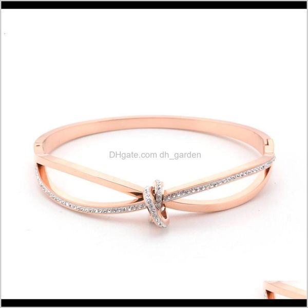 

other bracelets drop delivery 2021 stainless fashion simple titanium steel jewelry bow cross set diamond bracelet 5jyex, Golden;silver