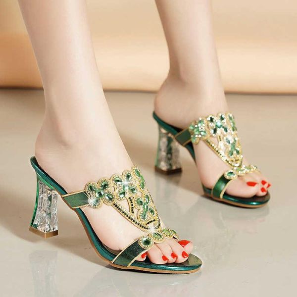 

sandals 2021 summer women's thick heel high heels fashion wear one word, Black