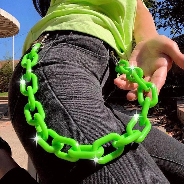 

belts candy color resin chain belt streetwear gothic decor waist jeans white yellow green punk ladies, Black;brown