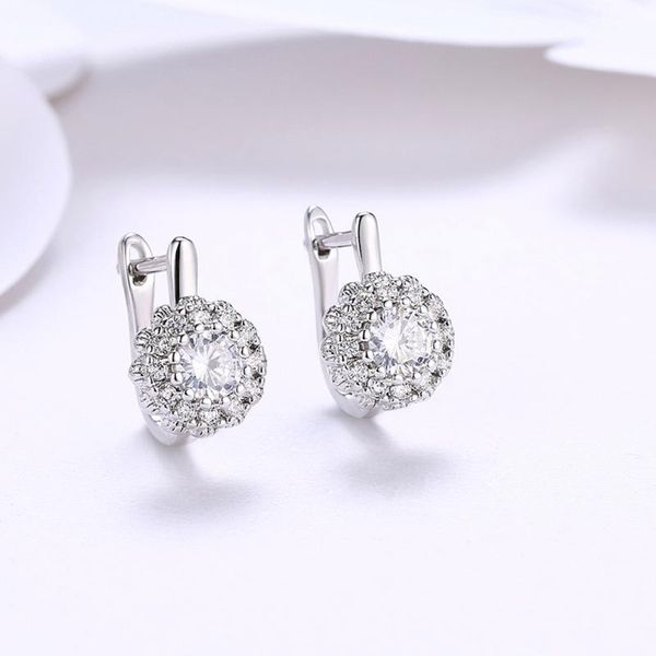 

stud shining zircon earrings for women luxury champagne gold ladies fashion cute silver color ship, Golden;silver