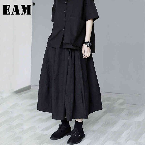 

[eam] high elastic waist black ruffles irregular casual solid half-body skirt women fashion spring autumn 1dd7620 21512