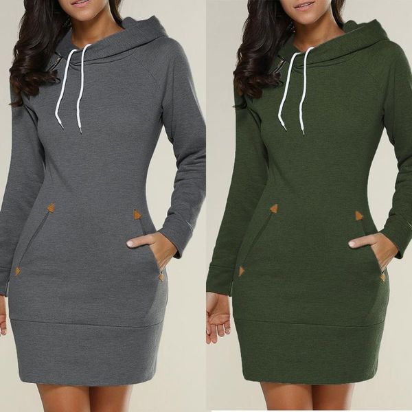 

women's hoodies & sweatshirts dress women ladies hooded plus size autumn sweatshirt long sleeve black mini 4xl 5xl solid pocket