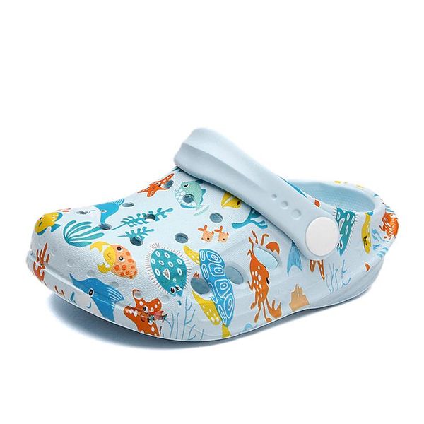 

children marine animal pattern beach slippers, Black