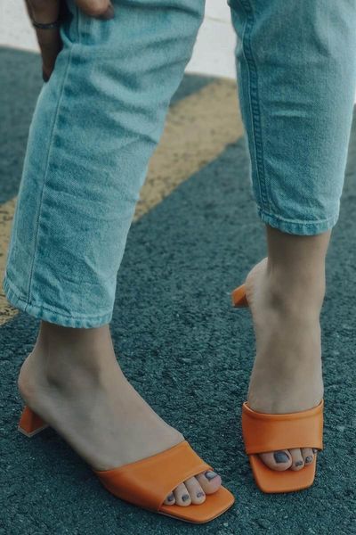 

slippers miller leather orange high-heeled, Black