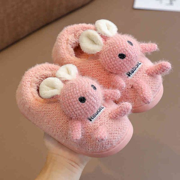 

walker toddler shoes children's cotton slippers winter boys and girls' antiskid thick bottom bag heel small medium-sized three-dim