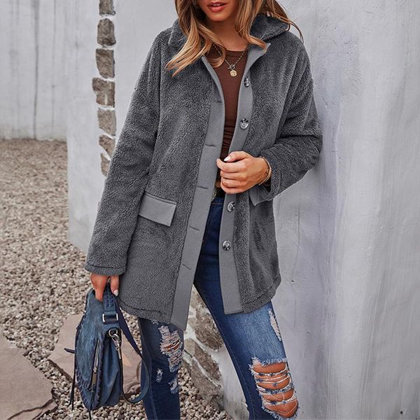 

women's jackets outwear cardigan female thermal greatcoat polar fleece wool coat 2021 long-sleeved double-faced long autumn, Black;brown