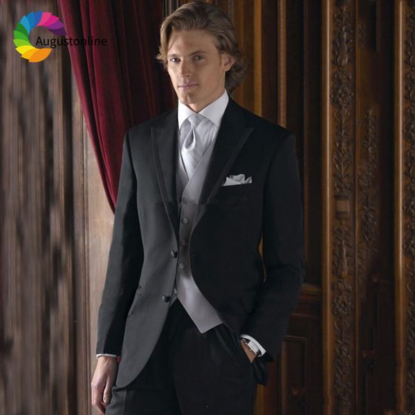 

men's suits & blazers black wedding men slim fit groom wear tuxedos 2 pieces (jacket+pants) business prom costume homme blazer bes, White;black