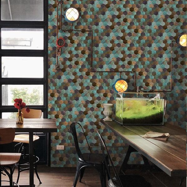 

wallpapers retro art 14 pieces of ceramic tile stickers restaurant bar cafe decorative wall removable imitation metal