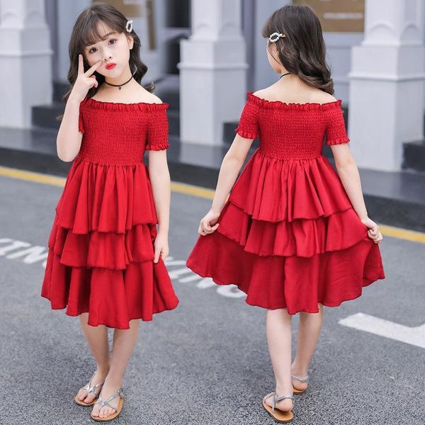 

girl's dresses 2021 summer girls dress 12 children's clothing 11 clothes 10 chiffon 9 fashion 8 toddler girl 7 6 years old, Red;yellow