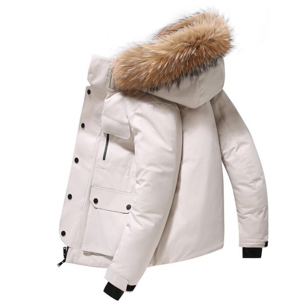 

men's down & parkas 2022 winter jacket thick fur collar white duck youth, Black