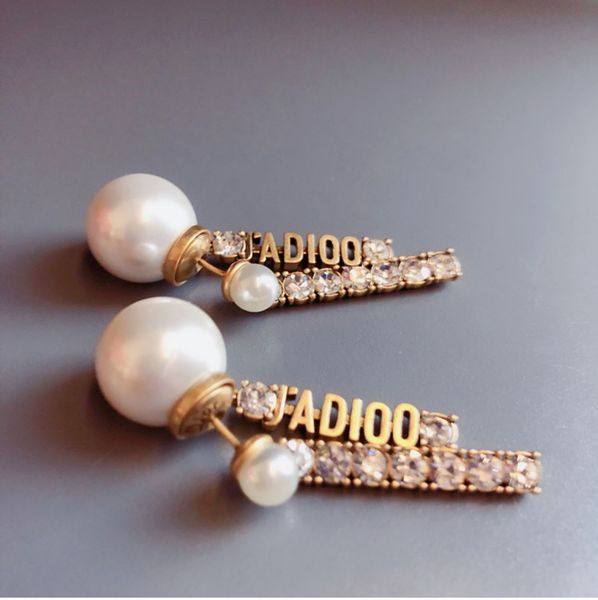 

special offer 75%off outlet ja letter classic pearl earrings for women simple s925 silver needle round face girl thin earrings 78hh