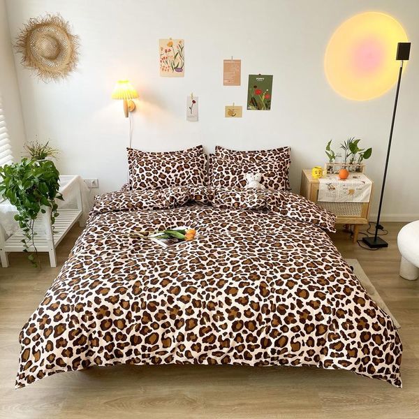 

bedding sets romantic and leopard pattern polyester pillow case bed sheet breathable soft comfortable single double set oceania