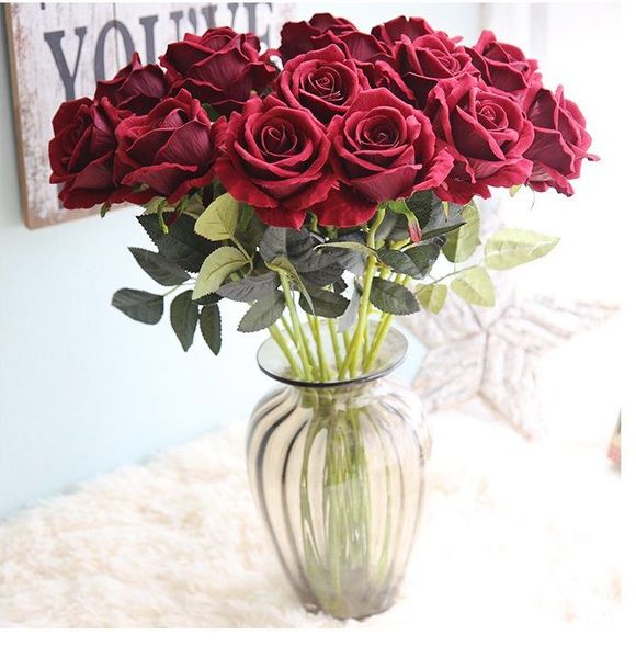 Künstliche Blumen, lebendige Flanell-Rosen, Hochzeitsdekoration, romantisches Datum/Party, Senden von Rosen, künstliche, preiswerte, hochwertige Seidenblume