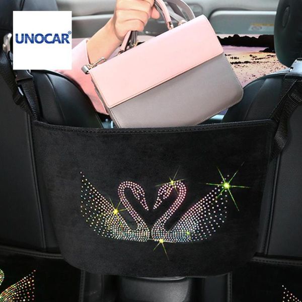 

car organizer storage net bag between seats, bag, in the car, middle, back of chair