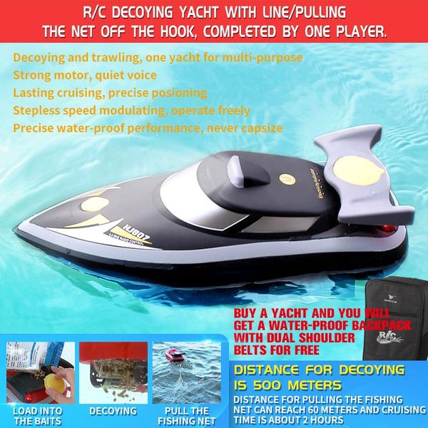 

fish finder fishing rc boat pull net 2in1 rechargeable 2.4ghz 7km/h remote control smart ship baiting feed speedboat /50