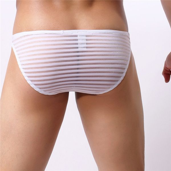 

men's transparent triangle underwear breathable striped mesh boutique men's, Black;white