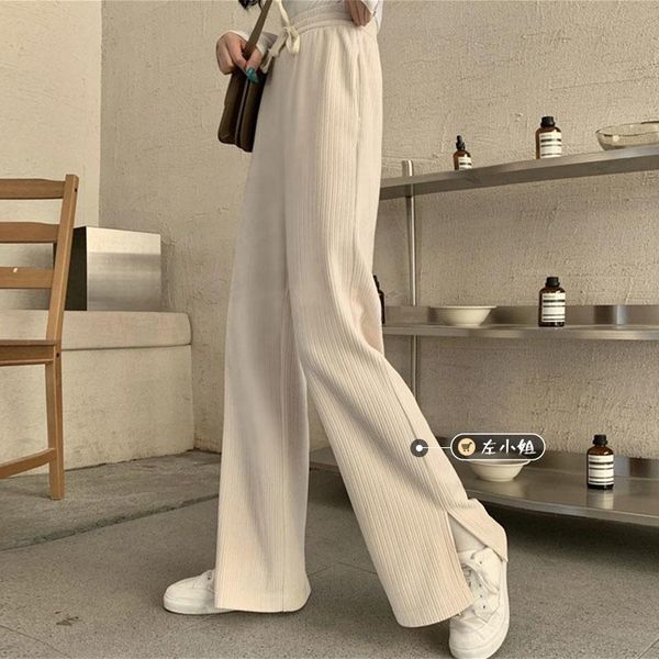 

women's pants & capris 2021 spring autumn high waist trousers women vintage fashionable straight ladies chic casual wide leg, Black;white