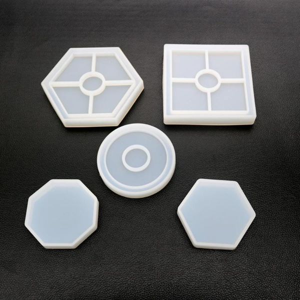

mats & pads 5pcs diy hexagon round square crystal silicone epoxy craft decor mold