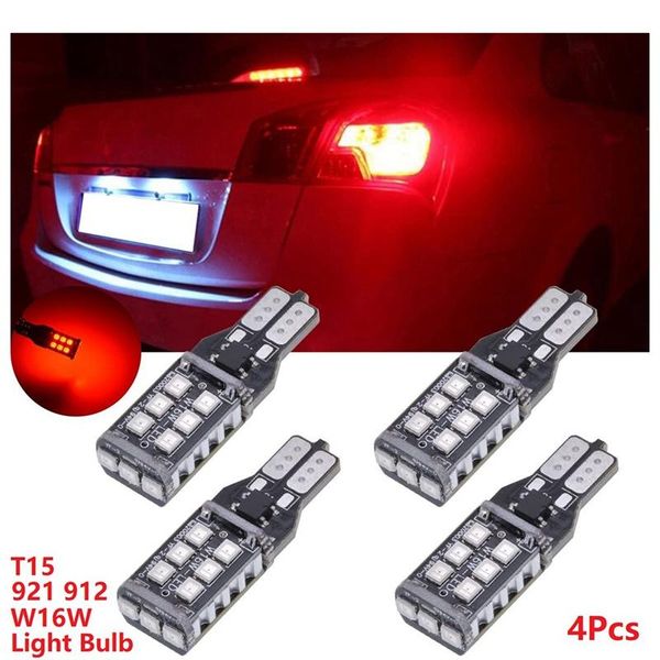 

car headlights dhbh-921 912 w16w t15 brake light bulb red 15smd 2835 turn signal backup reverse tail lights parking led bulbs (pack of 4)