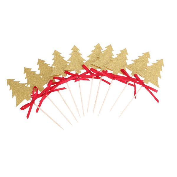 

other festive & party supplies 10 pcs cupcake er decorative christmas trees picks for decoration (golden)